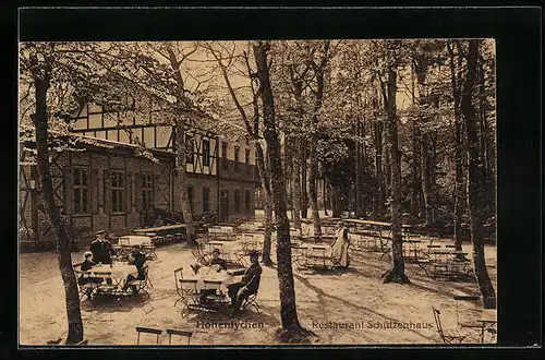 AK Hohenlychen, Restaurant Schützenhaus mit Aussenbereich
