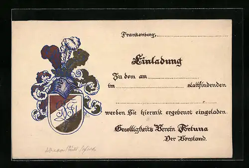 AK Frankenberg, Studentenwappen des Geselligkeitsvereins Fortuna