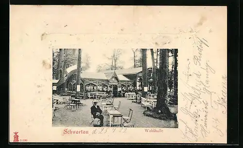 Präge-AK Schwartau, Gasthaus Waldhalle mit Terrasse