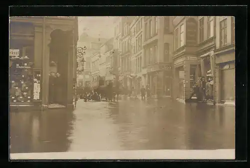 Foto-AK Kiel, Hochwasser in der Holstenstrasse 1904