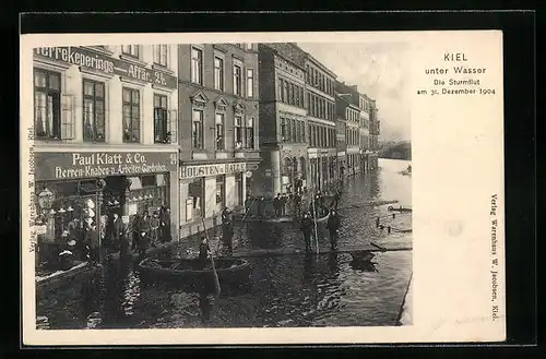 AK Kiel, Hochwasser am 31. Dezember 1904, Holsten-Halle