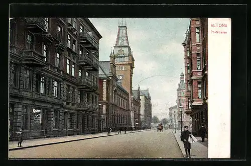 AK Hamburg-Altona, Blick in die Poststrasse