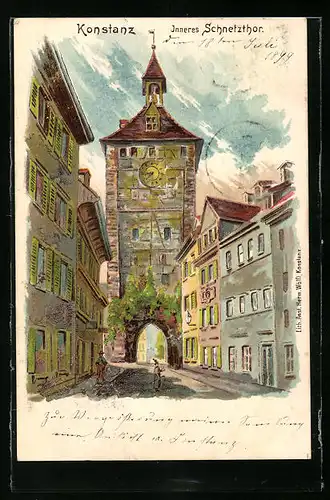 Künstler-AK Konstanz, Blick zum Inneren Schnetzthor