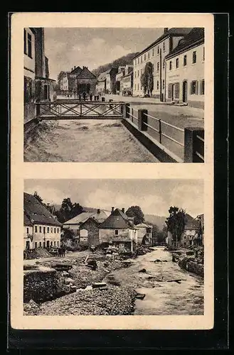 AK Bad Berggiesshübel, Unwetter am 8. /9. Juli 1927, Hauptstrasse