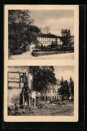 AK Bad Berggiesshübel, Johann-Georgen-Bad vor und nach der Katastrophe von 1927