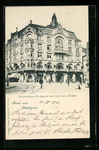 AK Stuttgart, Friedrichsbau-Restaurant mit Cafe und Theater