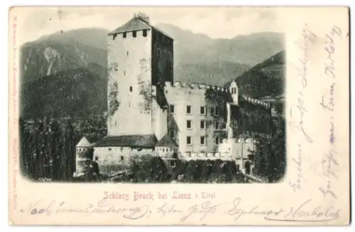 Relief-AK Lienz, Ansicht vom Schloss Bruck