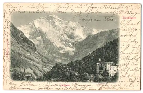 Relief-AK Interlaken, Blick auf die Jungfrau