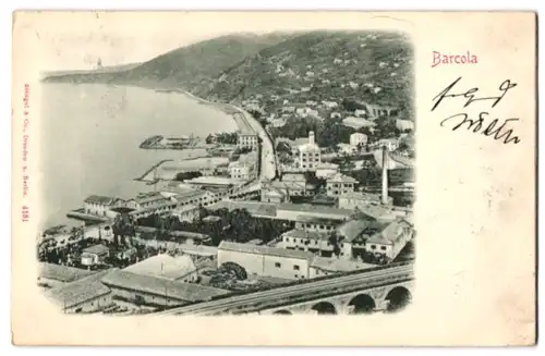 Relief-AK Barcola, Ortsansicht aus der Vogelschau