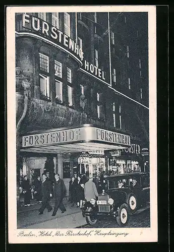 AK Berlin, Hotel Der Fürstenhof, Haupteingang