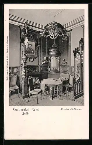 AK Berlin, Continental-Hotel, Rembrandt-Zimmer, Neustädtische Kirchstrasse 6 /7