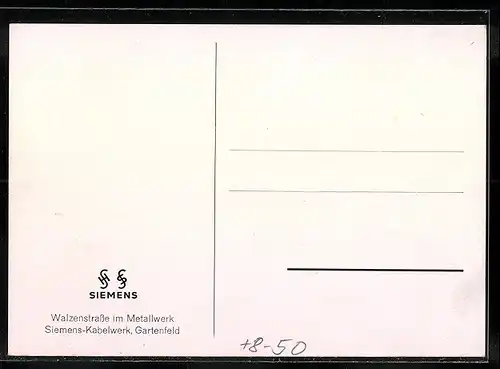 AK Berlin-Gartenfeld, Siemens-Kabelwerk, Walzenstrasse im Metallwerk
