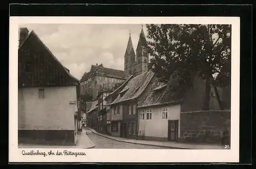 AK Quedlinburg, Strasse Rittergasse mit alten Häusern