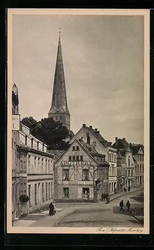 AK Rostock i. Meckl., Fischbank mit Apotheke und Petrikirche