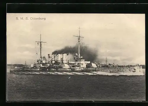 AK Kriegsschiff SMS Oldenburg auf Backbord