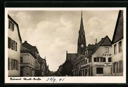 AK Neuwied, Partie in der Markt-Strasse mit Blick auf Kirche