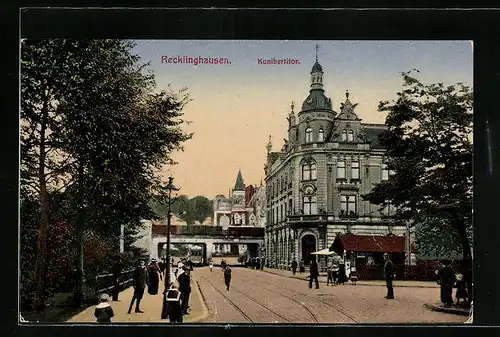 AK Recklinghausen, Kuniberttor und Strassenbahn