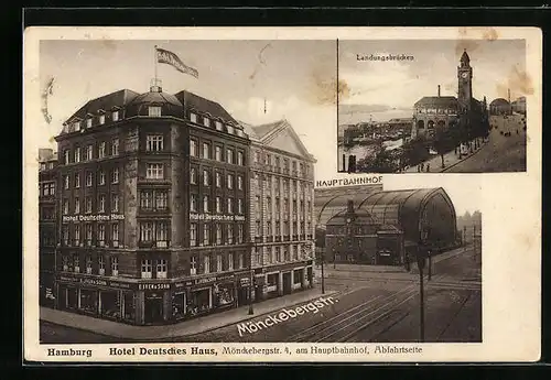 AK Hamburg, Hotel Deutsches Haus in der Mönckebergstrasse