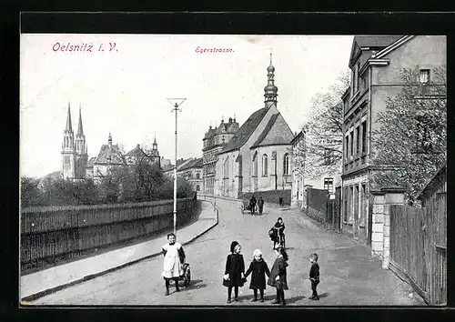 AK Oelsnitz /Vogtl., Blick in die Egerstrasse