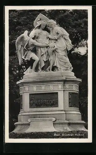 AK Basel, Ansicht des Strassburger Denkmals