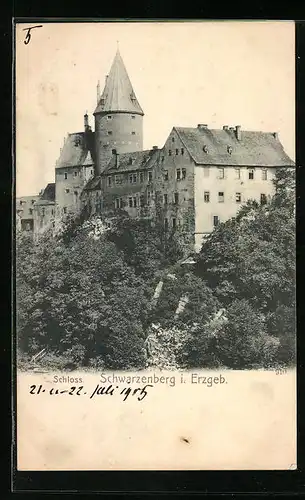 AK Schwarzenberg i. Erzgeb., Ansicht vom Schloss