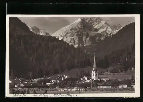 AK Mauthen, Ortsansicht gegen die Alpen
