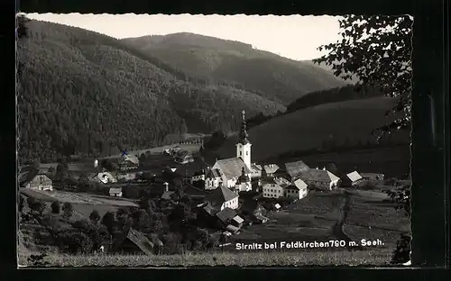 AK Sirnitz bei Feldkirchen, Ortsansicht von einer Anhöhe gesehen