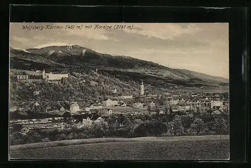 AK Wolfsberg, Totalansicht mit der Koralpe