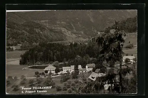 AK Friesach, Hotel-Pension Pilgramhof aus der Vogelschau