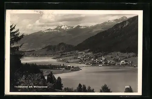 AK Techendorf am Weissensee, Ortsansicht mit Landschaftspanorama