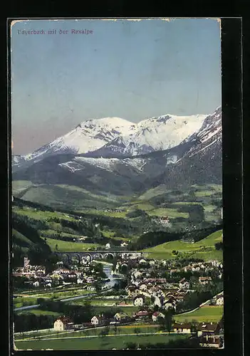 AK Payerbach, Ortsansicht mit Raxalpe