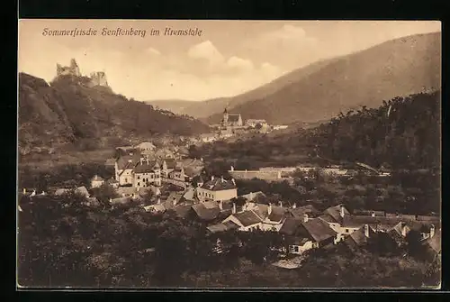 AK Senftenberg im Kremstale, Ortsansicht mit Burgruine