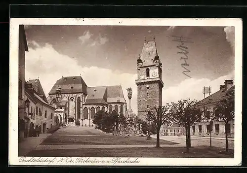 AK Perchtoldsdorf, Türkenturm und Pfarrkirche