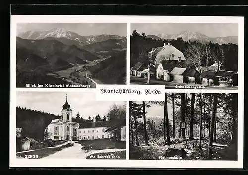 AK Mariahilfberg, Klostertal, Wallfahrtskirche, Schneebergblick