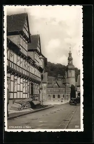 AK Stolberg i. Harz, Strassenpartie mit Kirche