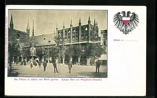 AK Lübeck, Das Rathaus zu Lübeck vom Markt gesehen