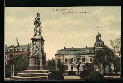 AK Frankenberg i. S., Siegesdenkmal und Postamt