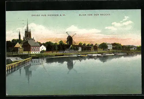 AK Werder a. H., Blick von der Brücke
