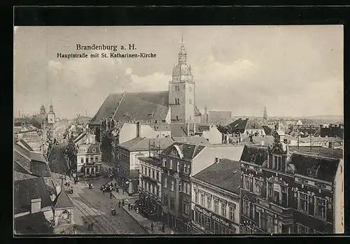 AK Brandenburg a. Havel, Hauptstrasse mit St. Katharinen-Kirche