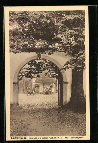 AK Cossebaude, Eingang zu einem Gehöft v. J. 1801 in der Brauergasse