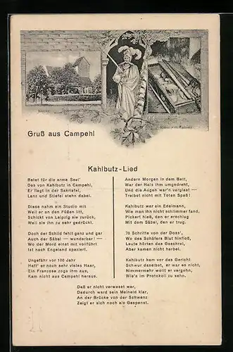 AK Kampehl, Kirche, Ritter von Kahlbutz, Kahlbutz-Lied