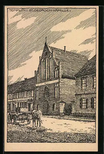 Künstler-AK Templin, St. Georgen-Kapelle