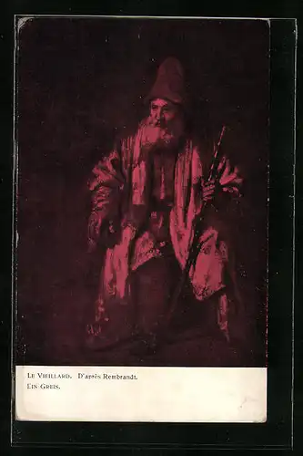 Künstler-AK M. Munk Nr. 143: Alter Greis mit Spazierstock