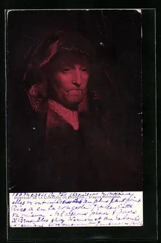 Künstler-AK M. Munk Nr. 143: Portrait der Comtesse von Desmond, nach Rembrandt