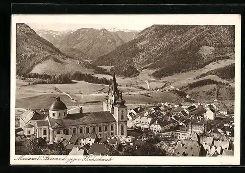 AK Mariazell, Ortsansicht gegen Hochschwab