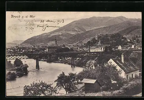 AK Bruck a. d. Mur, Totalansicht mit Brückenpartie