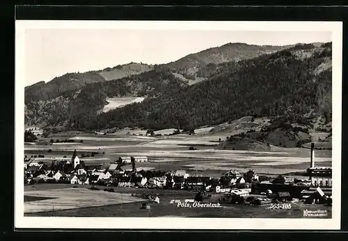 AK Pöls, Ortsansicht mit Blick auf Felder und Berge