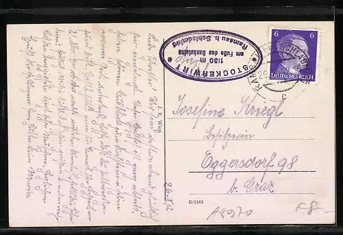 AK Schladming, Ortspartie mit Blick auf Kirche