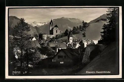 AK Eisenerz, Ortsansicht mit Oswaldikirche