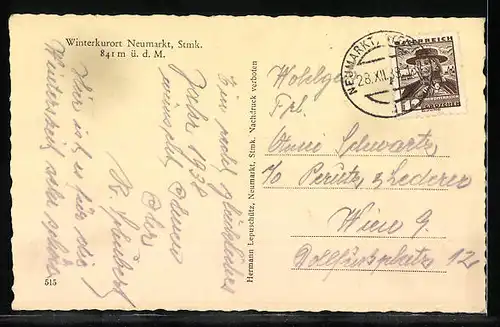 AK Neumarkt, Ortsansicht mit Umgebung im Winter